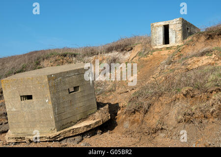 Effetti di erosione costiera, Bawdsey, Suffolk, Inghilterra. Foto Stock