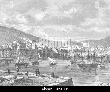 PYRÉNÉES-orientales: Pirenei: Port-Vendres, antica stampa 1882 Foto Stock