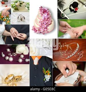 Wedding Collage a tema composto da diverse immagini Foto Stock