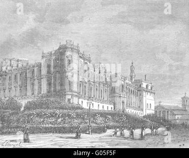 YVELINES: Seine-Oise: Chateau St-Germain-en-Laye, antica stampa 1883 Foto Stock