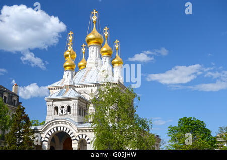 Cupola della chiesa russo-ortodossa di Ginevra. Svizzera Foto Stock