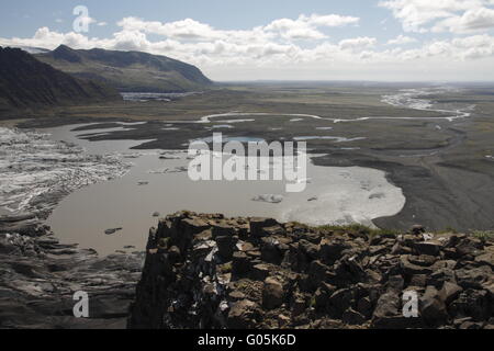 Skaftafellsjökull è uno dei ghiacciai di uscita (linguette sul ghiacciaio del Vatnajökull ice cap. Skaftafell Foto Stock