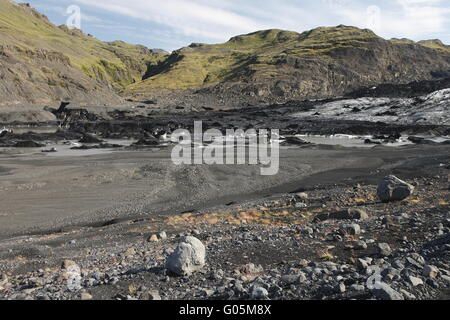 Sólheimajökull - uno dei ghiacciai di uscita (linguette sul ghiacciaio del Mýrdalsjökull tappo di ghiaccio Foto Stock