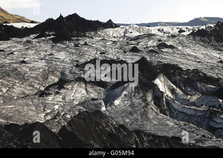 Sólheimajökull - uno dei ghiacciai di uscita (linguette sul ghiacciaio del Mýrdalsjökull tappo di ghiaccio Foto Stock