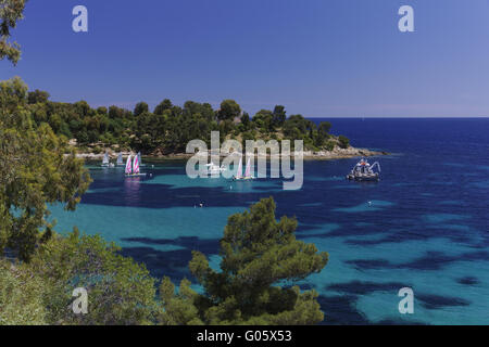 Il paesaggio costiero vicino Saint-Clair, Le Lavandou Foto Stock