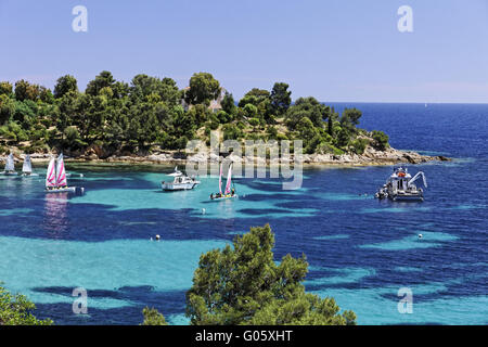 Il paesaggio costiero vicino Saint-Clair, Cote d'Azur Foto Stock