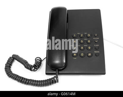Scrivania Telefono isolato su bianco. Per i contatti simbolo. Foto Stock