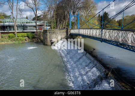 Il mulino ponte su weir sul fiume apprendere in Leamington Spa Warwickshire Foto Stock