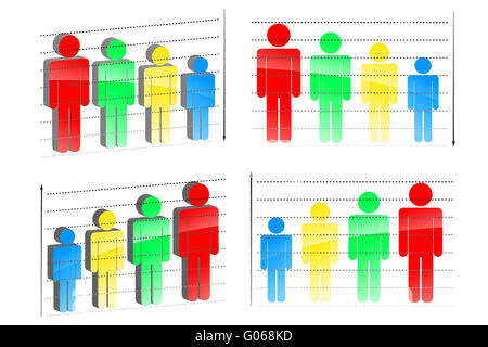 Illustrazione di vettore di statistiche grafico con crescente Foto Stock