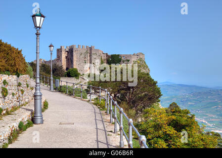 Erice, castello, Trapani, Sicilia, Italia Foto Stock