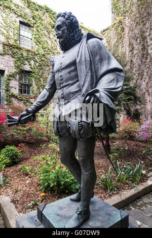 Miguel de Cervantes Saavedra statua, "Willy Garden", NYU, NYC Foto Stock