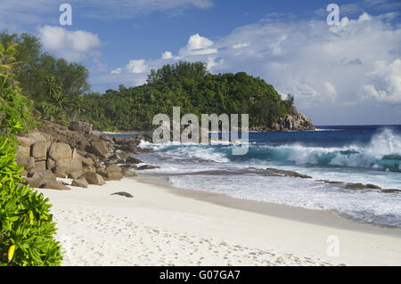 Ruvido si gonfiano ad Anse Bazarca, Seicelle Foto Stock