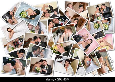 Wedding Collage a tema composto da diverse immagini Foto Stock