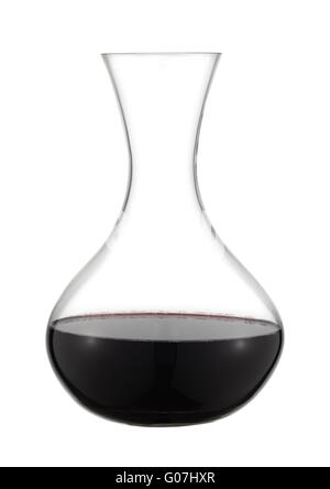Vino decanter con un bicchiere di vino rosso Foto Stock