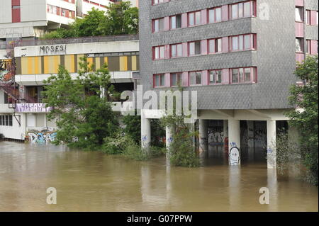 Una catastrofe naturale di inondazioni in Hannover Foto Stock