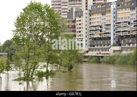 Una catastrofe naturale di inondazioni in Hannover Foto Stock