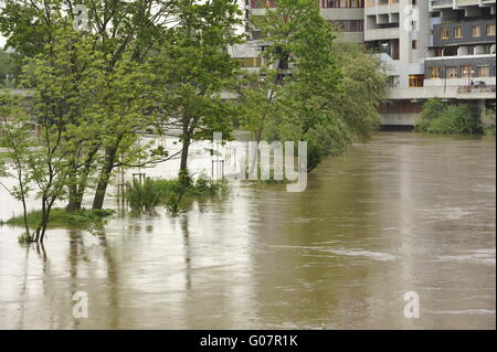 Una catastrofe naturale di inondazioni in Hannover Foto Stock