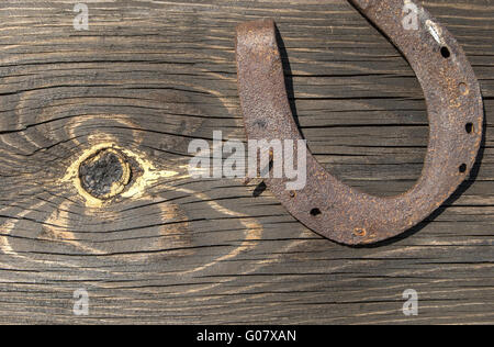 Vecchio weathered tavola di legno con zigrinatura e rusty ho Foto Stock