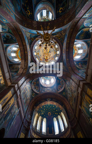 Interior Panteleimona Cattedrale del nuovo monastero di Athos, Abcasia Foto Stock