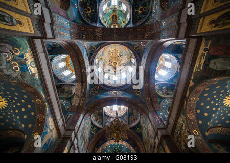 Interior Panteleimona Cattedrale del nuovo monastero di Athos, Abcasia Foto Stock