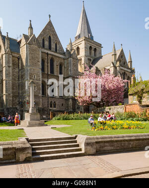 Rochester Cathedral e Rochester, Kent, Inghilterra Foto Stock