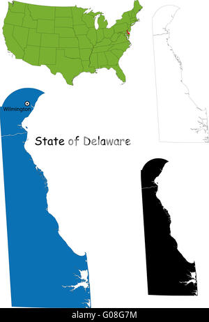 Mappa di Delaware Foto Stock