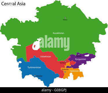 Asia centrale mappa Foto Stock