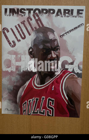 Michael Jordan poster inarrestabile giocando per la Chicago Bulls NBA Basketball team. Mendota Heights Minnesota MN USA Foto Stock