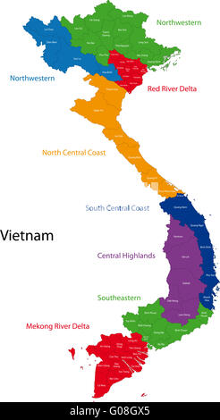 Mappa di Vietnam Foto Stock