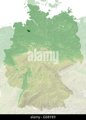 Bremen - rilievo topografico mappa Germania Foto Stock