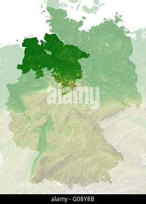 Bassa Sassonia - rilievo topografico mappa Germania Foto Stock