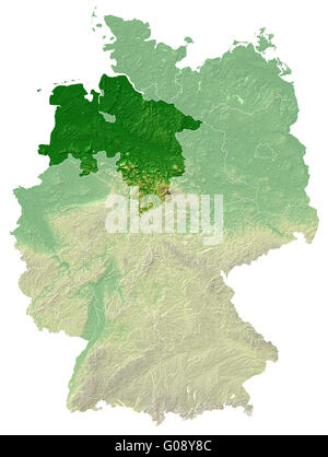 Bassa Sassonia - rilievo topografico mappa Germania Foto Stock