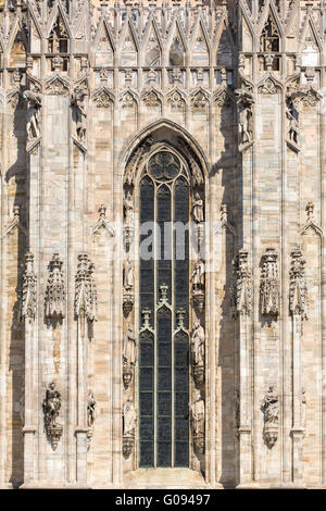 I dettagli di architettura del Duomo di Milano o il Duomo di Milano, Italia Foto Stock