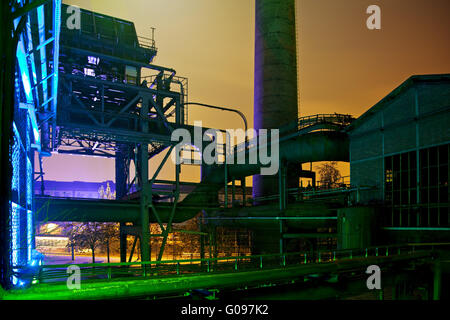 Illuminato Nord Duisburg Landscape Park, Germania Foto Stock