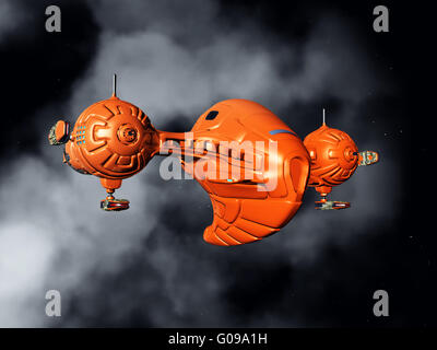 Navicelle aliene nello spazio Foto Stock