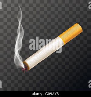 Vector sigaretta con emissione di fumo bianco Illustrazione Vettoriale