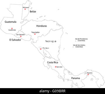 Contorno America Centrale mappa Foto Stock