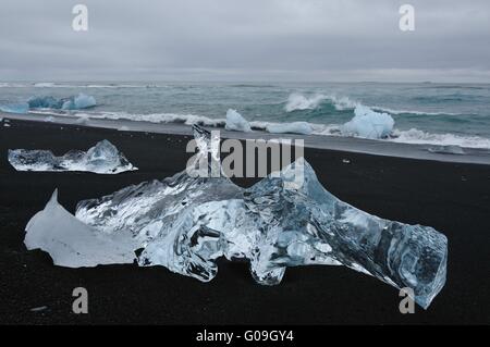 Sculture di ghiaccio, Jokullsarlon, Islanda Foto Stock