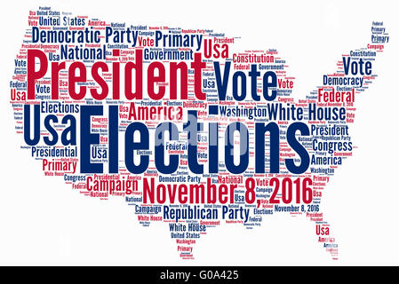 Stati Uniti d'America elezioni 2016 word cloud Foto Stock