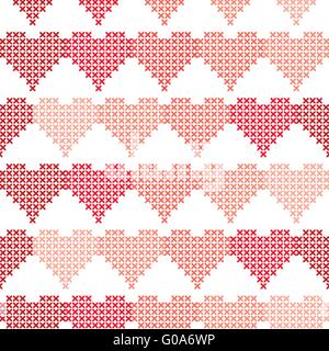 Modello senza cuciture con cuori ricamati Foto Stock