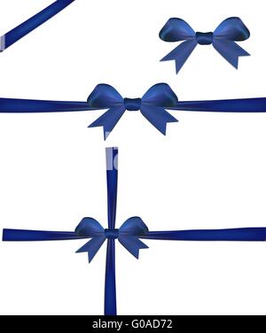 Set di Natale Arco blu isolato su uno sfondo bianco Foto Stock