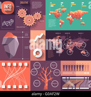 Infographics di design piatto con ombre lunghe Foto Stock