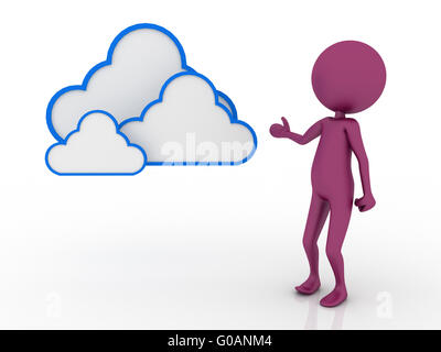 3d carattere grafico raffigurante con il cloud computing concept Foto Stock