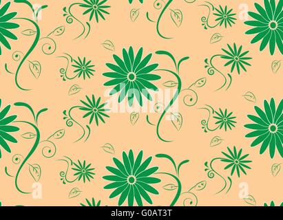 Abstract seamless motivo floreale su sfondo marrone Illustrazione Vettoriale