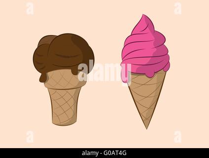 Illustrazione vettoriale di coni gelato Illustrazione Vettoriale