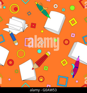 Note scuola seamless pattern su sfondo arancione Foto Stock