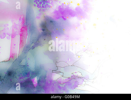 Colorato di rosa blu e viola backgroun ad acquerello Foto Stock