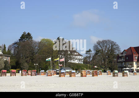 Sulla spiaggia di Groemitz, Mar Baltico, Germania Foto Stock