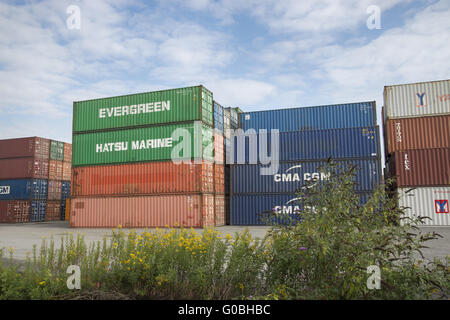 Nel contenitore porto di Dortmund, Germania Foto Stock