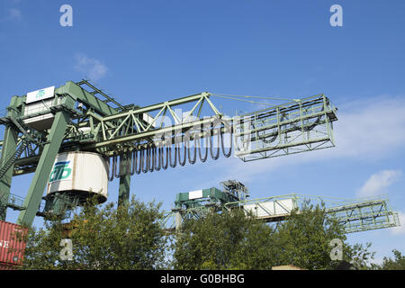 Gantry Crane, contenitore harbour Dortmund, Germania Foto Stock